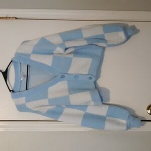 NOBO Cropped Fuzzy Sweater V-neck 3 Button Soft Layering Jacket Top Jr Sz M